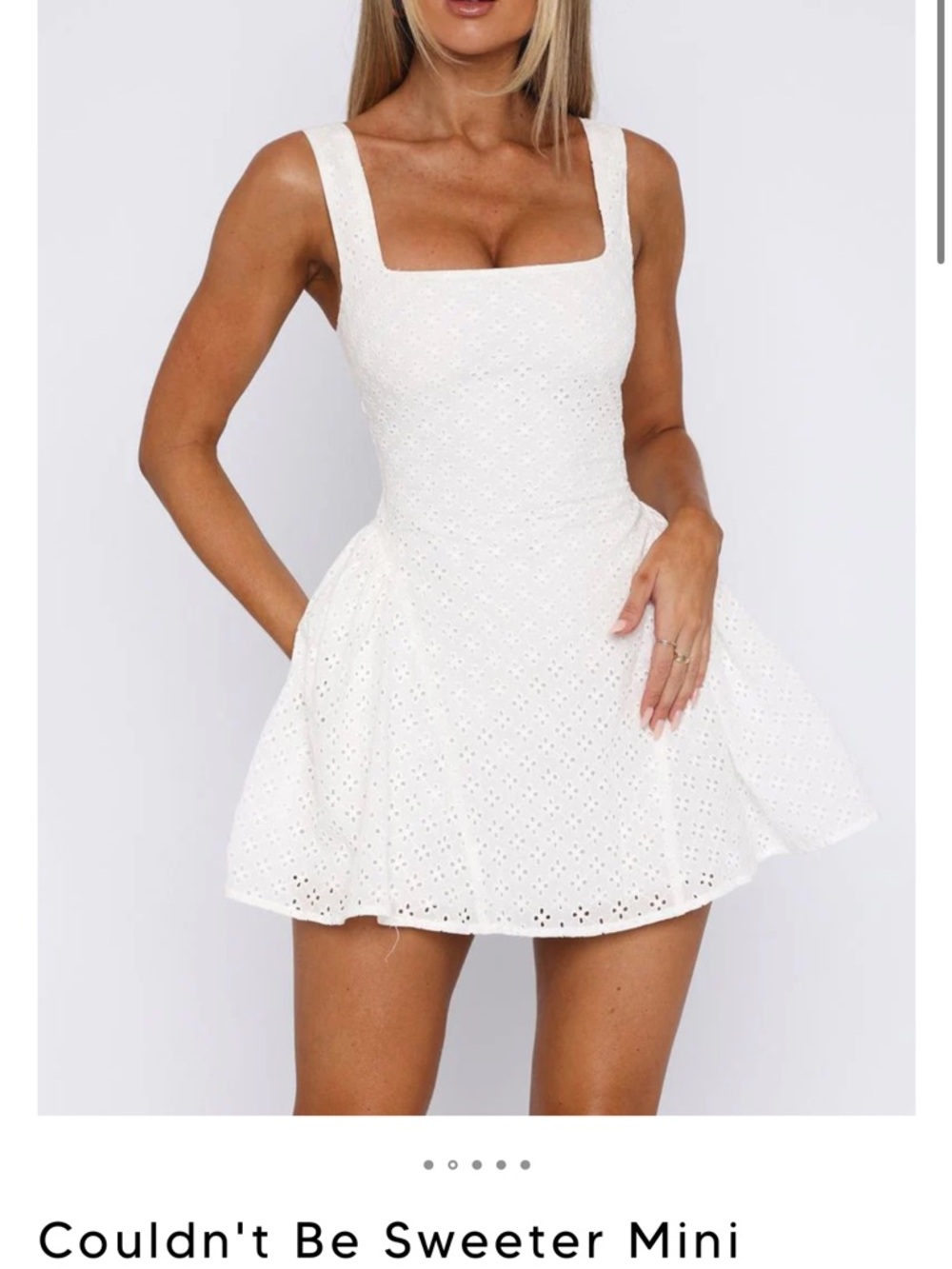 White Fox Boutique White Eyelet Square-Neck Mini
